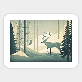 Papercut Deer in a Winter Wonderland Sticker